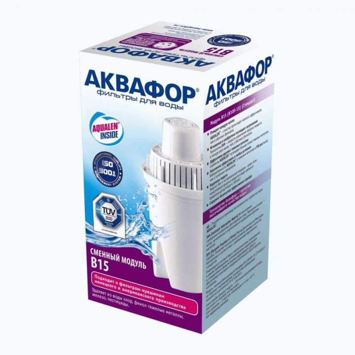 Модуль сменный фильтрующий Аквафор В15, 1шт/уп (д/водопроводной воды), ресурс 170л, арт.202887