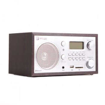 Радиоприемник БЗРП РП-320, УКВ/СВ, 220V, USB,SD,Bluetooth, часы/буд., стерео, темный,21х13,5х11 см.