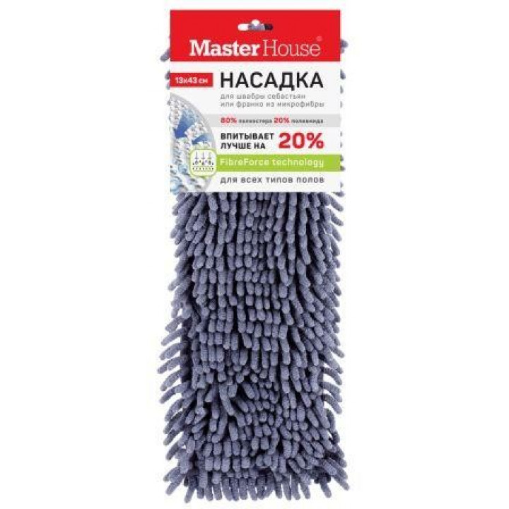 Насадка для швабры микрофибра(шенилл)с карманами 13*43см, Себастьян/МОРМ-4 арт.60300 серая MasterHouse