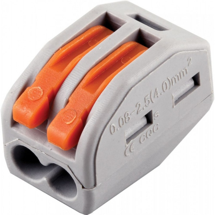 STEKKER клем.колодка с рычагаом LD222-412 2x(0,08-4мм2) 250V 32A без пасты латунь/сталь 32396