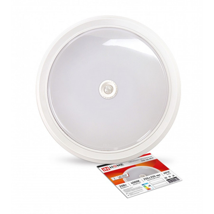 ASD/inHome светильник светодиодный ЖКХ СПБ-2Д 20W(1400lm) 4000К 4K 250x46 круг, пласт, белый с дат движ. IP40 0709