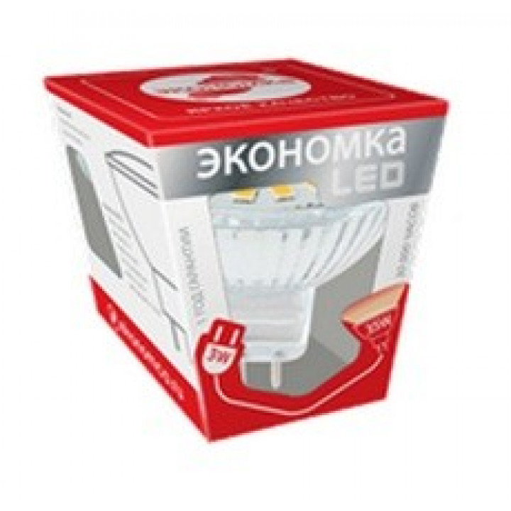 Лампа светодиодная ЭКОНОМКА MR16 GU 5.3 220v 7W (540lm) 3000K 2K 45x50 прозрачная стекло Epistar Eco_LED7wJCDRC30