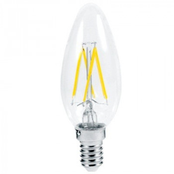 Лампа светодиодная Ecola свеча E14 5W 2700K 2K прозрачная 96x37 филамент (нитевидная), 360° Premium N4QW50ELC